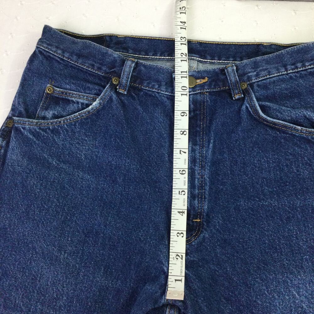 Wrangler Men's Cowboy Medium Wash 5 Pocket Cotton Straight Leg Blue Jeans 34 - Picture 9 of 10